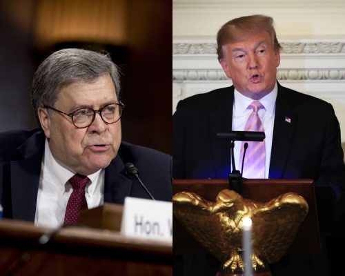 巴尔(左)强调没有偏袒总统特朗普。AP