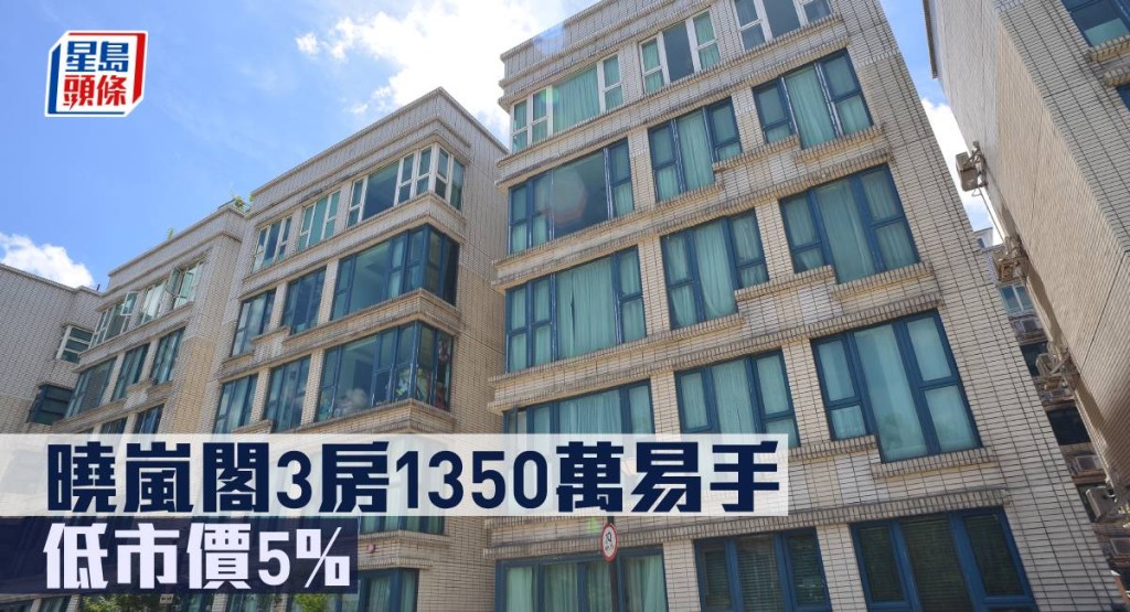 曉嵐閣3房1350萬易手,低市價5%。