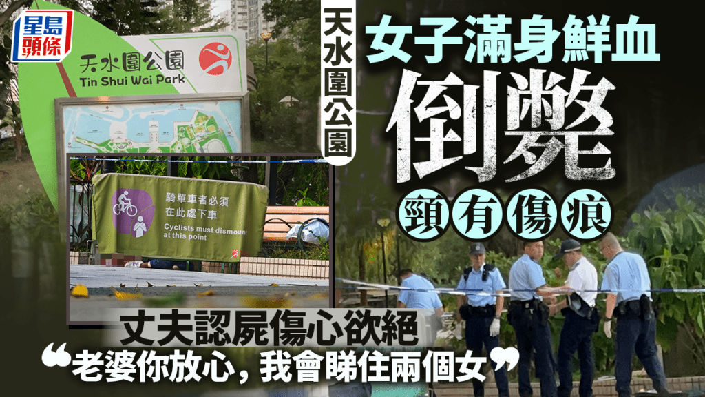 天水圍公園女子滿身鮮血倒斃涼亭旁 頸有傷痕 警檢利刀及𠝹刀