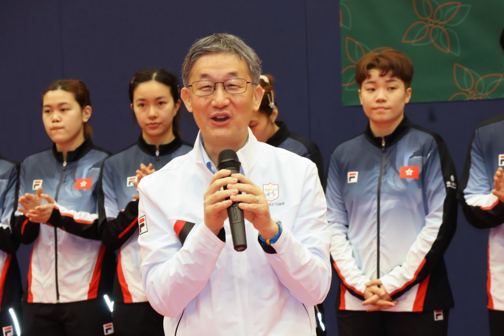 香港乒總主席余國樑到場為球員打氣。徐嘉華攝