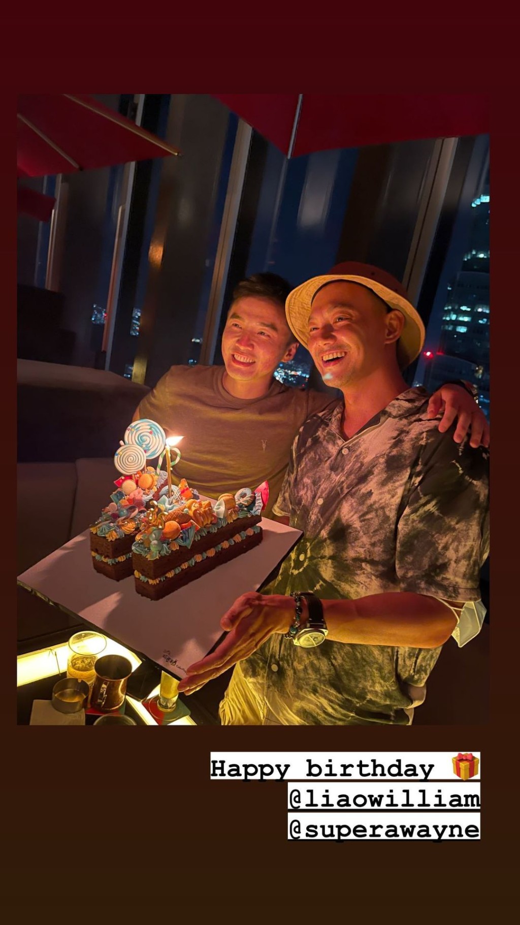 阿緯（左）、威廉一齊慶祝36歲生日。
