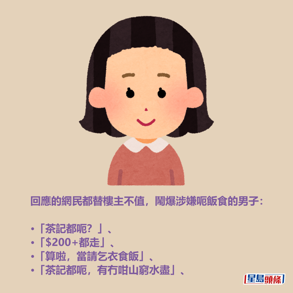 回應的網民都替樓主不值,鬧爆涉嫌呃飯食的男子。 回應的網民都替樓主不值,鬧爆涉嫌呃飯食的男子。