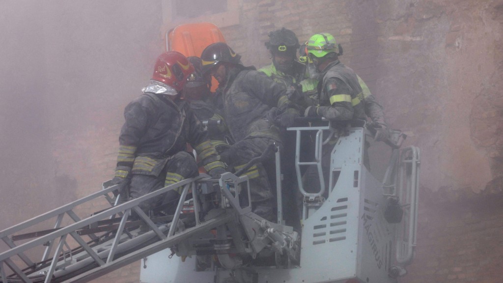 羅馬中世紀「孔蒂塔」部分坍塌。 美聯社