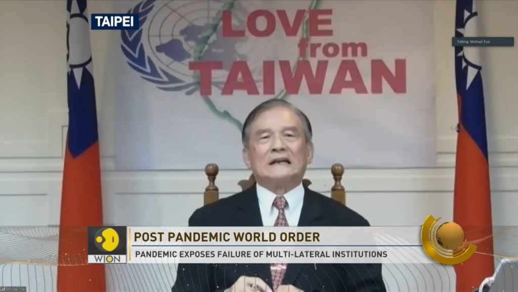 蔡明憲發言時多次提到台灣是一個國家以及用上「武漢肺炎」字眼。影片截圖