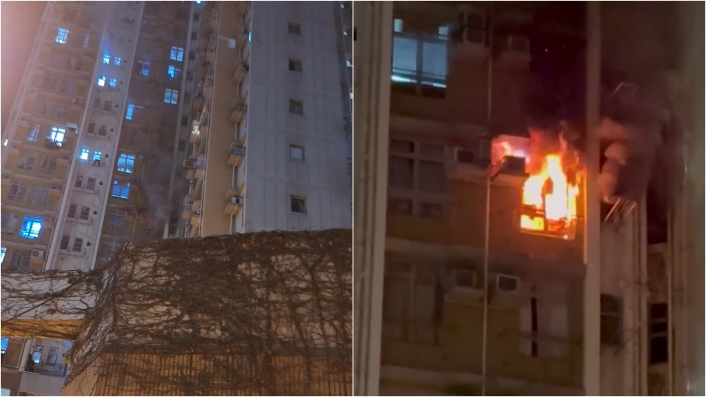 藍田邨藍蔚樓單位陷火海 消防拖喉灌救