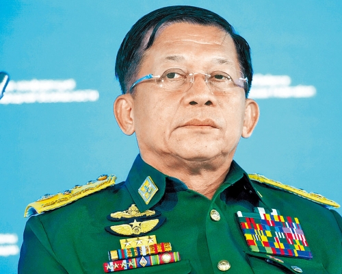 ■緬甸軍方領袖敏昂萊。