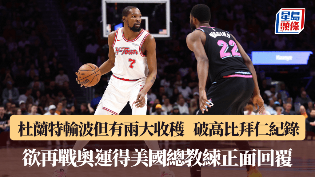 杜蘭特輸波但有兩大收穫，破高比拜仁神紀錄。法新社