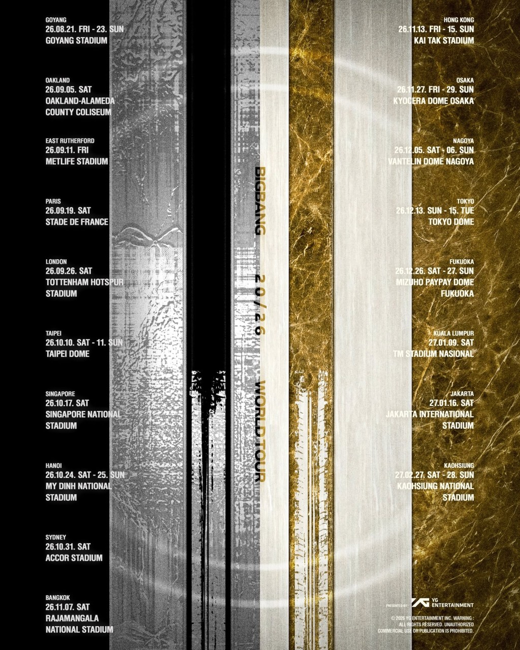 韓國人氣天團「BIGBANG」於8月開始展開世界巡迴演唱會。BIGBANG FB 圖片 韓國人氣天團「BIGBANG」於8月開始展開世界巡迴演唱會。BIGBANG FB 圖片