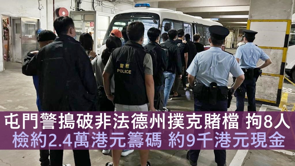 警方於行動中拘捕8名男女。警方圖片