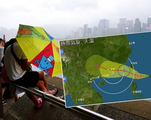 天文台預測「天鴿」周三最接近本港。