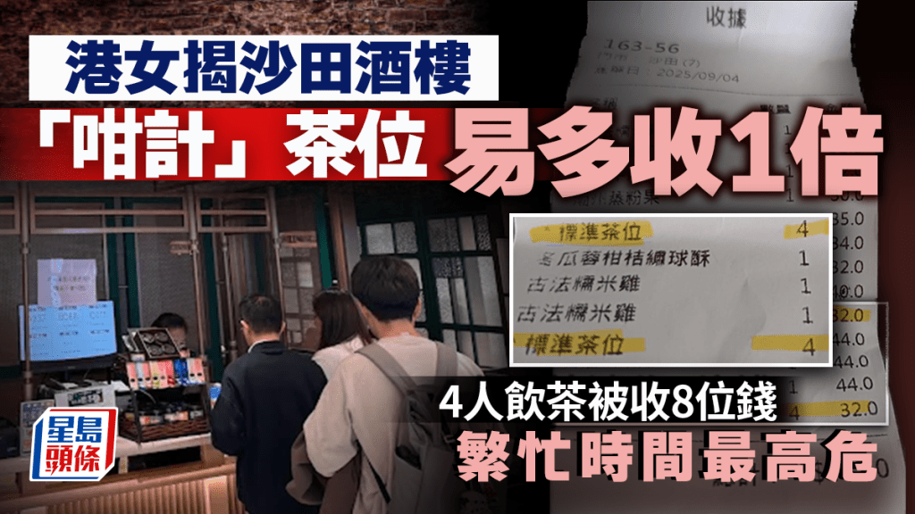 4人飲茶被收8位錢 港女揭沙田酒樓「咁計」茶位易多收1倍 繁忙時間最高危｜Juicy叮