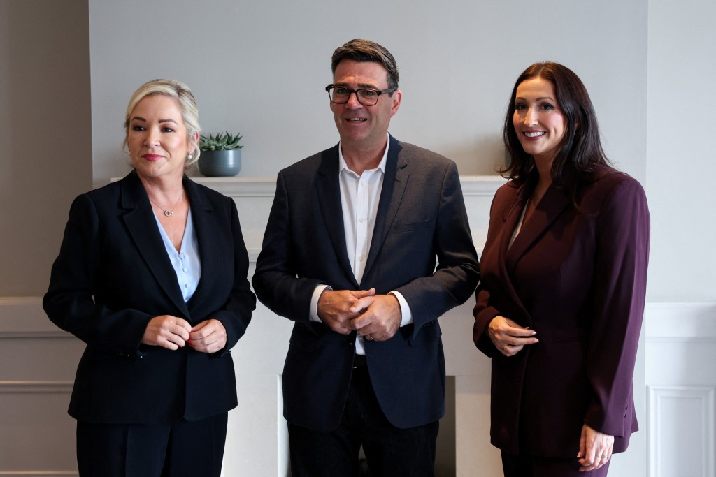 北爱尔兰首席部长、新芬党副主席敖美雪（Michelle O’Neill）出席9月中在威尔士举行的三地首席部长会议。路透社