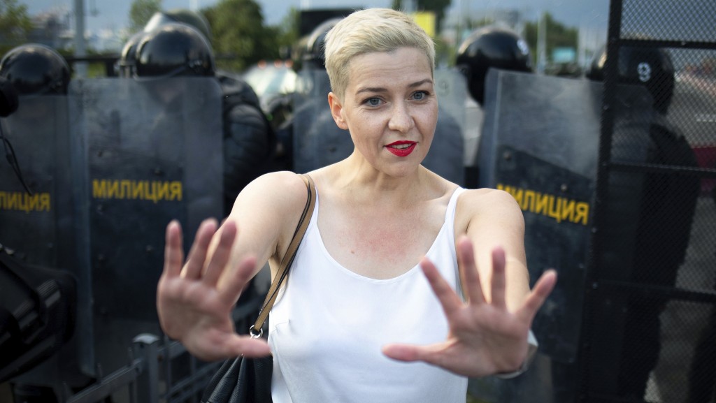白俄羅斯反對黨派領袖、因為反抗總統盧卡申科而被捕入獄的女活躍分子科列斯尼科娃。AP