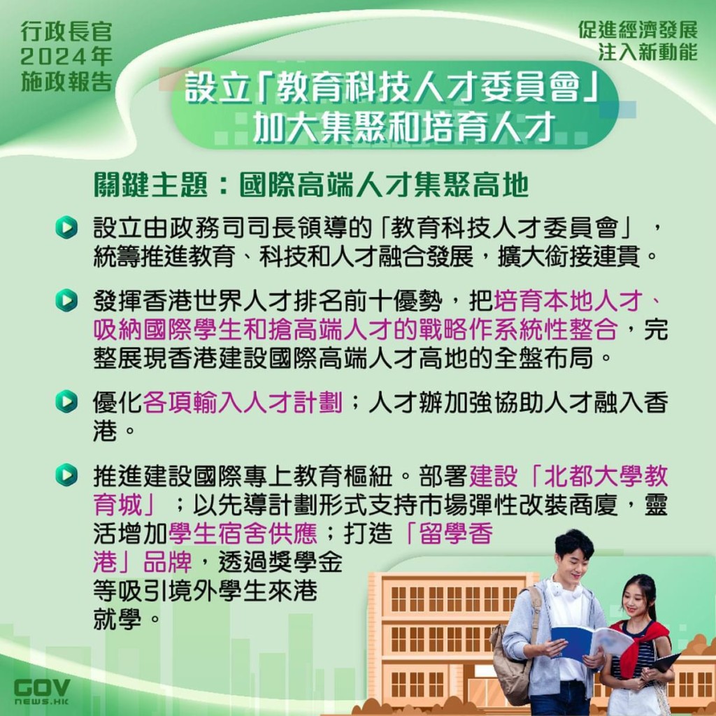 政府已在北都预留至少80公顷用地，建设北都大学教育城。