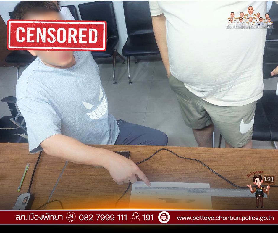 警方檢獲涉案刀具。facebook / สภ.เมืองพัทยา