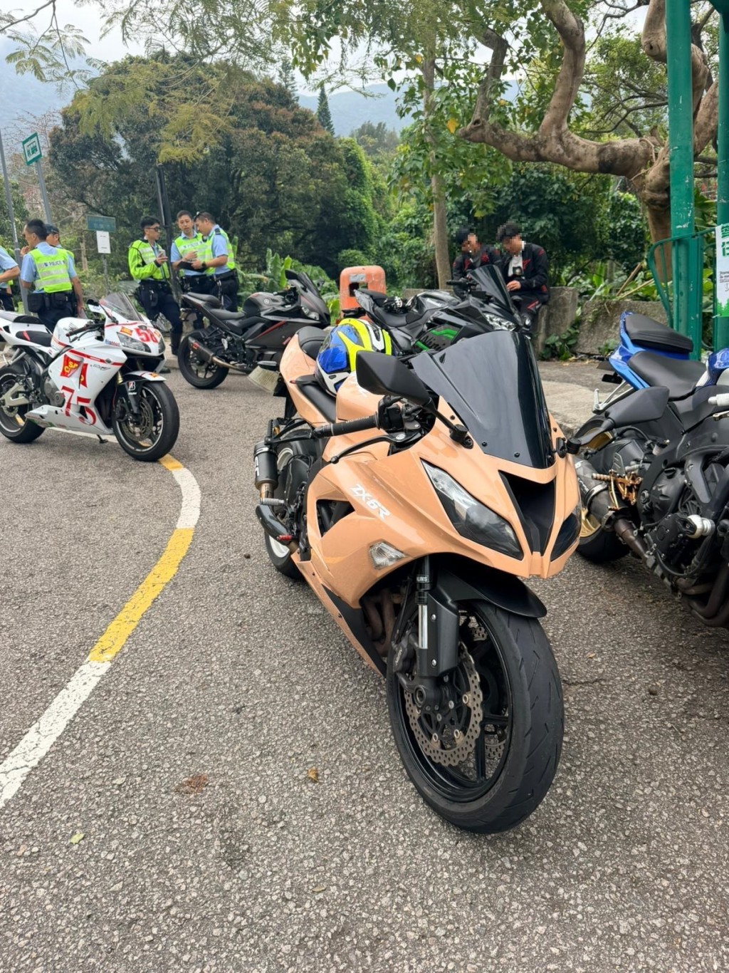 新界北總區交通部執行及管制組特遣隊重點打擊非法改裝、超速駕駛及其他相關罪行。警方提供