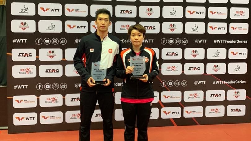 林兆恒/杜凱琹在安曼支綫賽得到混雙亞軍。 香港乒乓球總會圖片