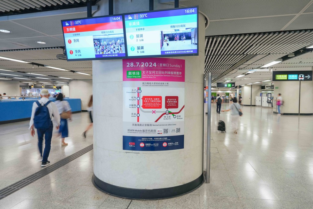 多個港鐵站包括轉車站及旅客常到的車站已張貼大型海報。