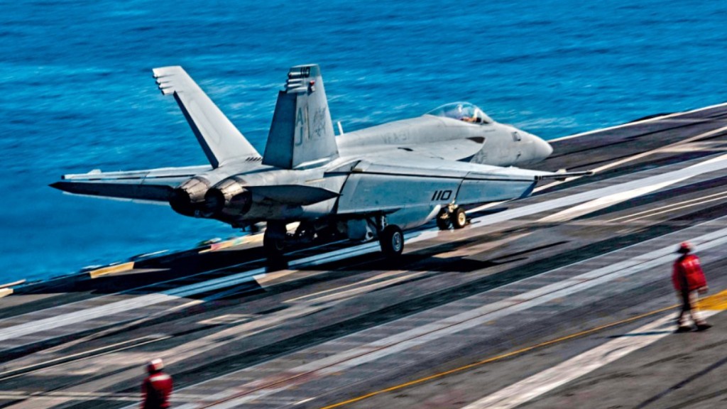 美軍「福特號」航空母艦使用電磁彈射系統。法新社