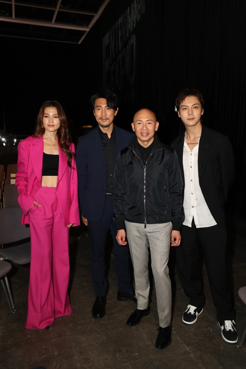 電影《爆裂點》總導演及監製林超賢與陳偉霆（William）、周秀娜及譚俊彥受訪。