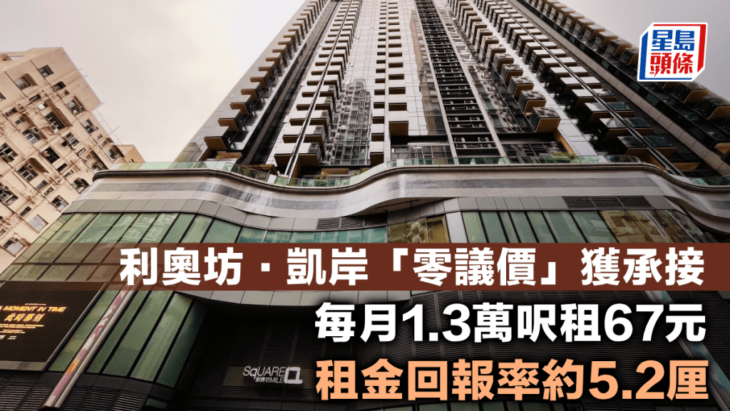 投資者近「3球」購利奧坊·凱岸 每月1.3萬「零議價」獲承租 租金回報率逾5厘