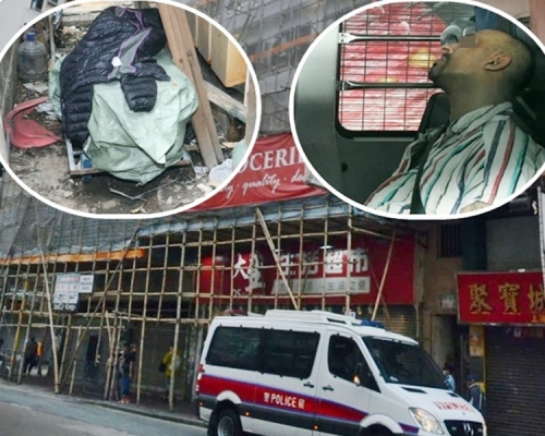 小圖右為被捕疑犯；小圖左為以麻包袋蓋著的夾萬。
