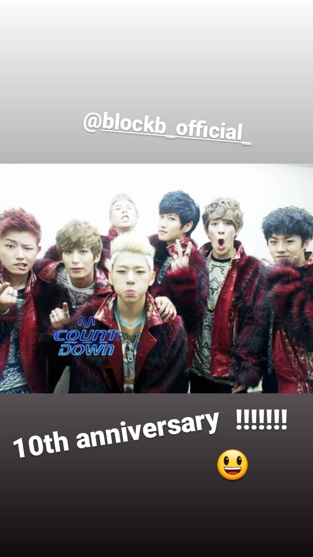 Zico分享賀Block B 10周年照。