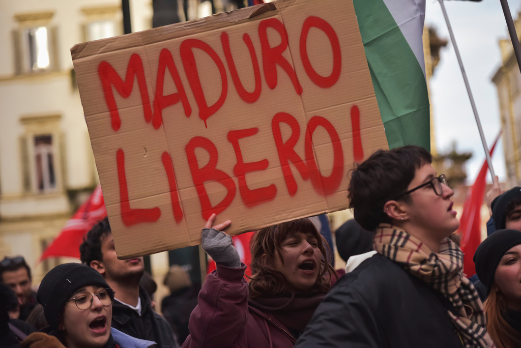 委內瑞拉支持者上街抗議，要求釋放馬杜羅。 美聯社