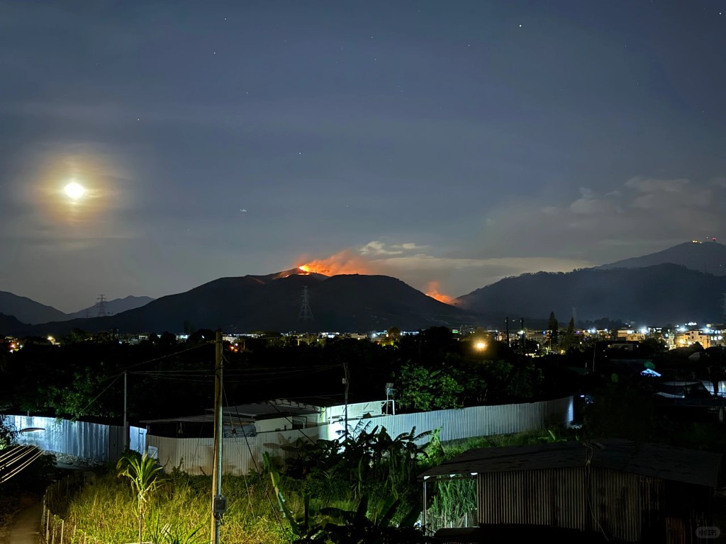 元朗掌牛山發生山火,現場有一條500米火線。網上圖片 元朗掌牛山發生山火,現場有一條500米火線。網上圖片