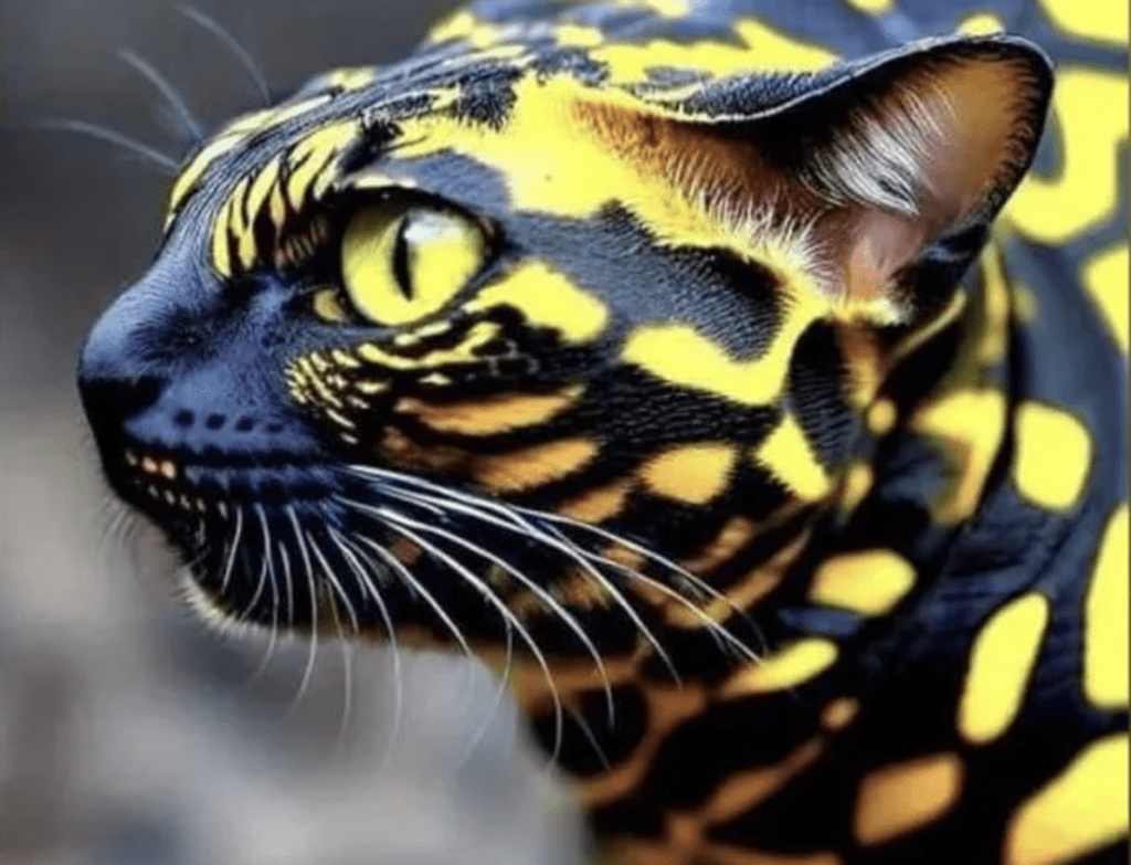 社交平台上疯传的「蛇猫」是猫和红树林蛇的混合体P图。