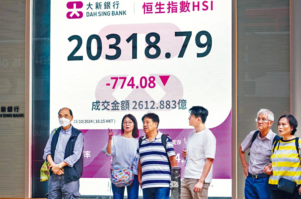 恒指連續第二日下跌，低收774點，失守21000關。