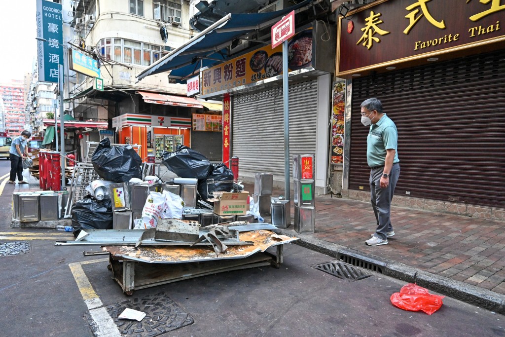 佐敦吴松街的路旁，卓永兴曾指有大量垃圾堆积。（卓永兴FB图片）