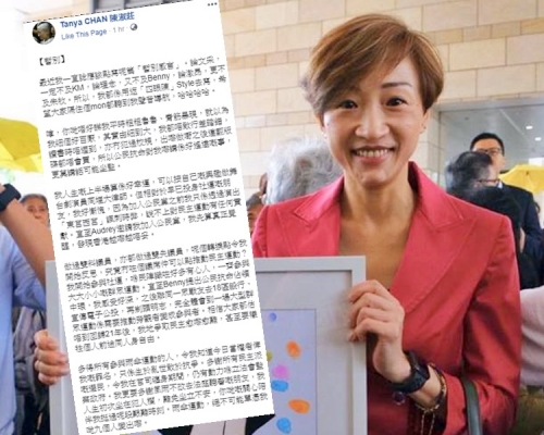 陳淑莊在其facebook專頁,以「暫別」為題,寫出宣判前的「暫別感言」。網圖
