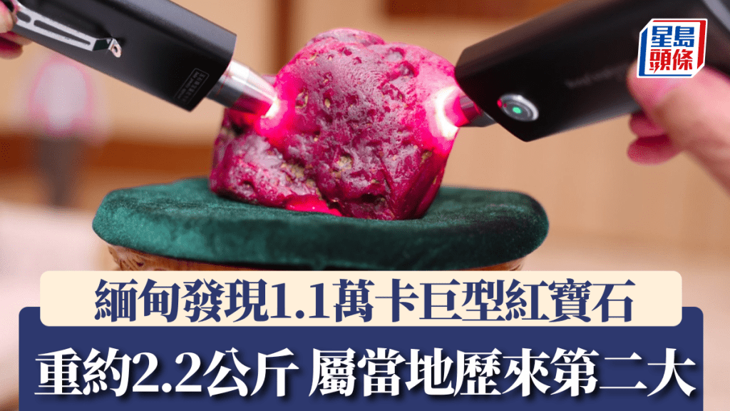 緬甸戰亂礦區發現1.1萬卡巨型紅寶石 重約2.2公斤 屬當地歷來第二大。美聯社