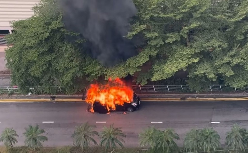 七人車陷入火海。fb車cam L（香港群組）影片截圖