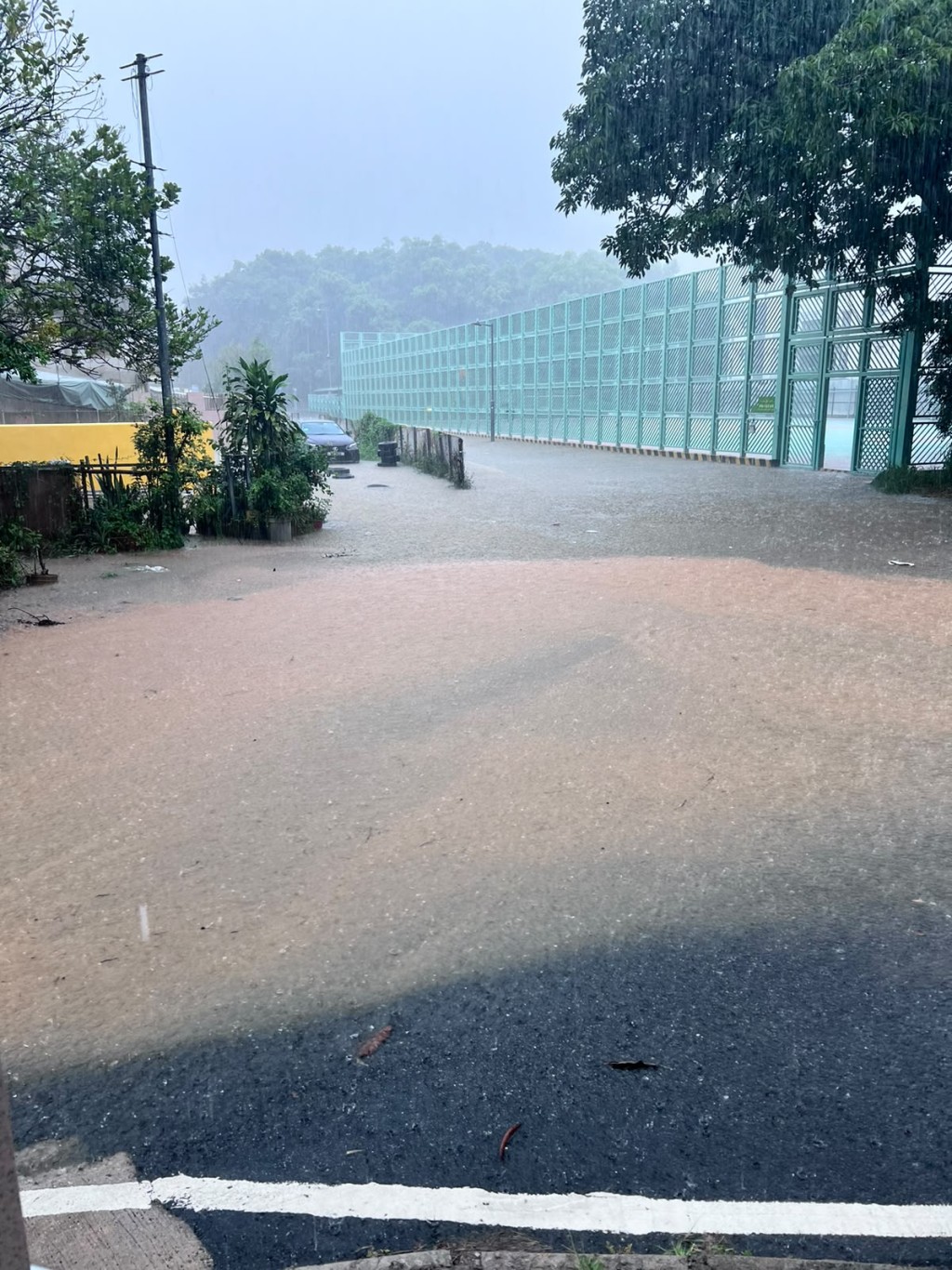 沙头角五洲路，曾经水浸一呎高。读者提供