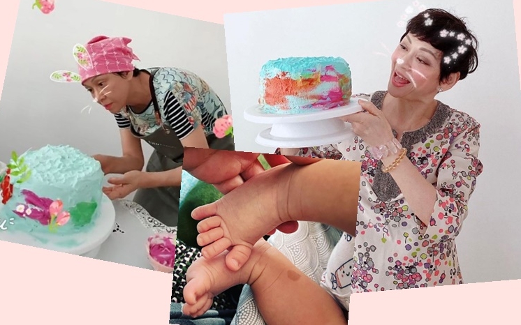 余安安用全部的愛給外孫炮製滿月蛋糕。