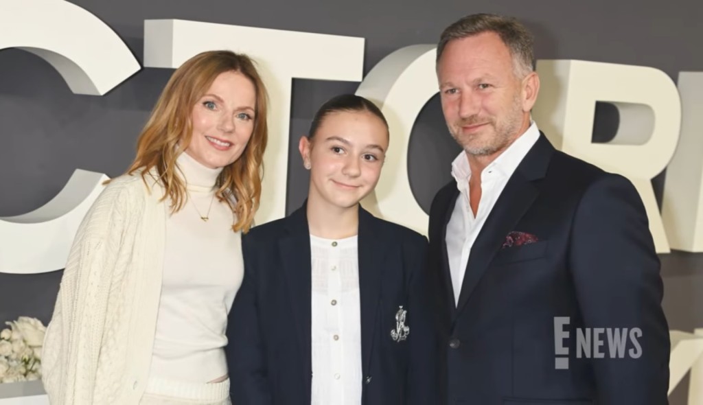 Spice Girls隊友Geri帶着其前F1車隊總監老公 Christian Horner及繼女來撐場。(E!News) Spice Girls隊友Geri帶着其前F1車隊總監老公 Christian Horner及繼女來撐場。(E!News)