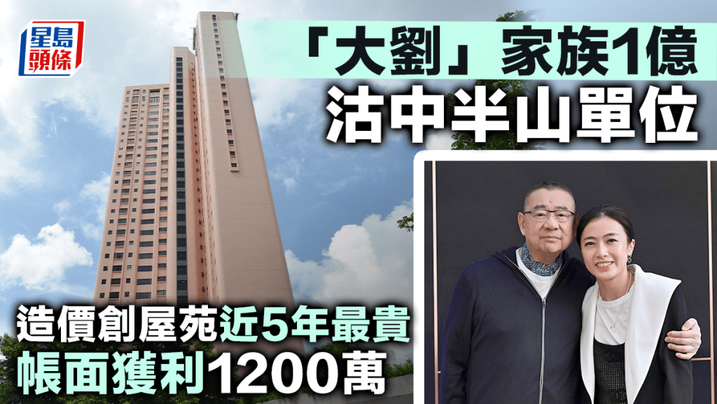 「大劉」家族1億沽中半山單位 造價創屋苑近5年最貴 帳面獲利1200萬