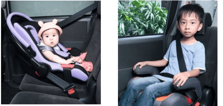 政府擬立法規定所有接載八歲以下兒童的私家車，必須設有兒童汽車座椅。（圖片來源︰運輸署網頁）