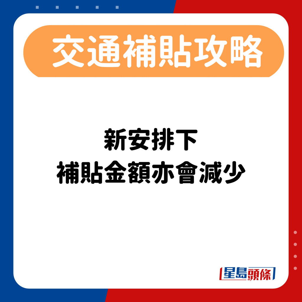 新安排下補貼金額亦會減少