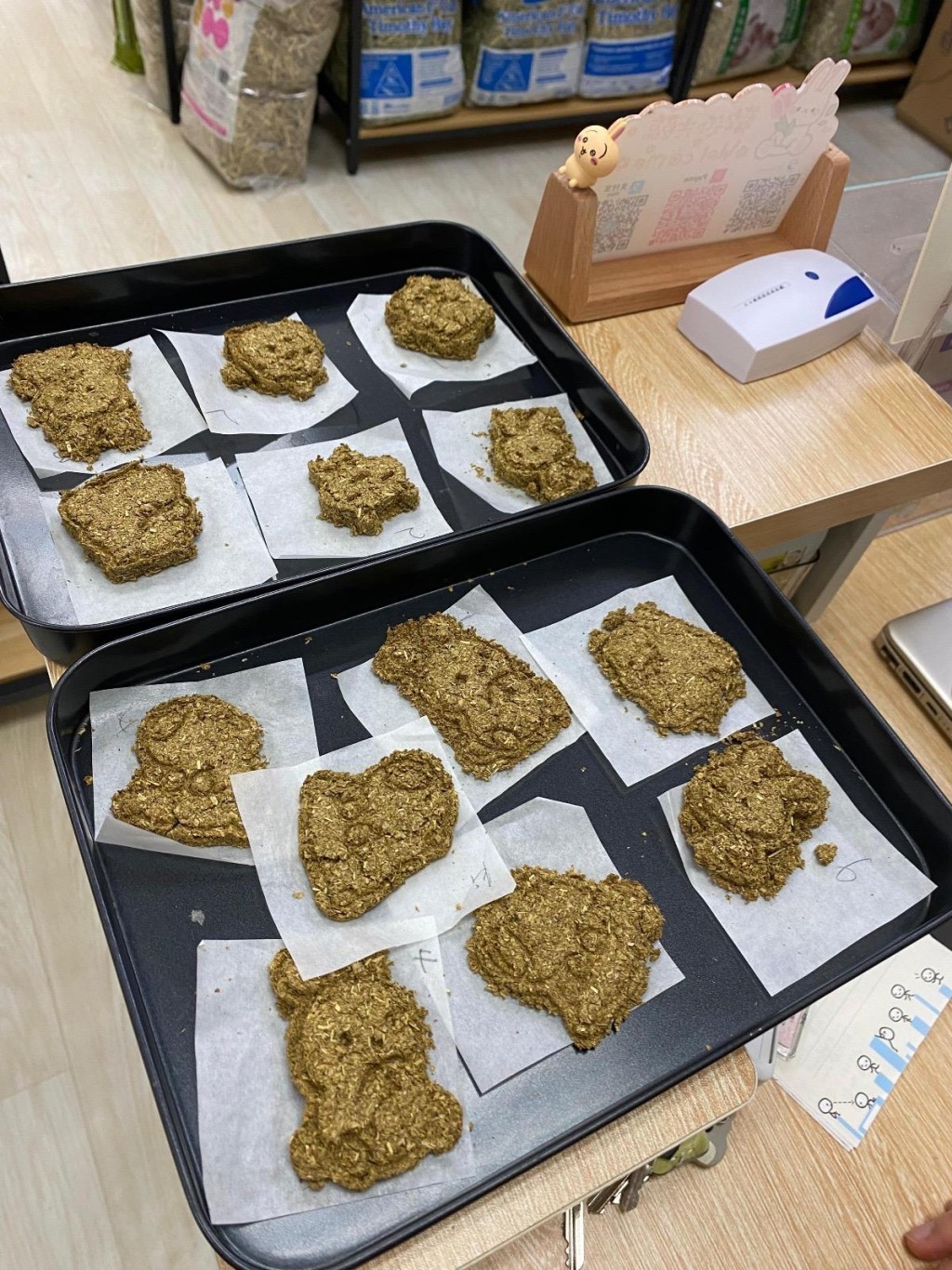 利用不同模具和烘焙工具為兔兔製作草餅。(圖片來源:受訪者提供) 利用不同模具和烘焙工具為兔兔製作草餅。(圖片來源:受訪者提供)