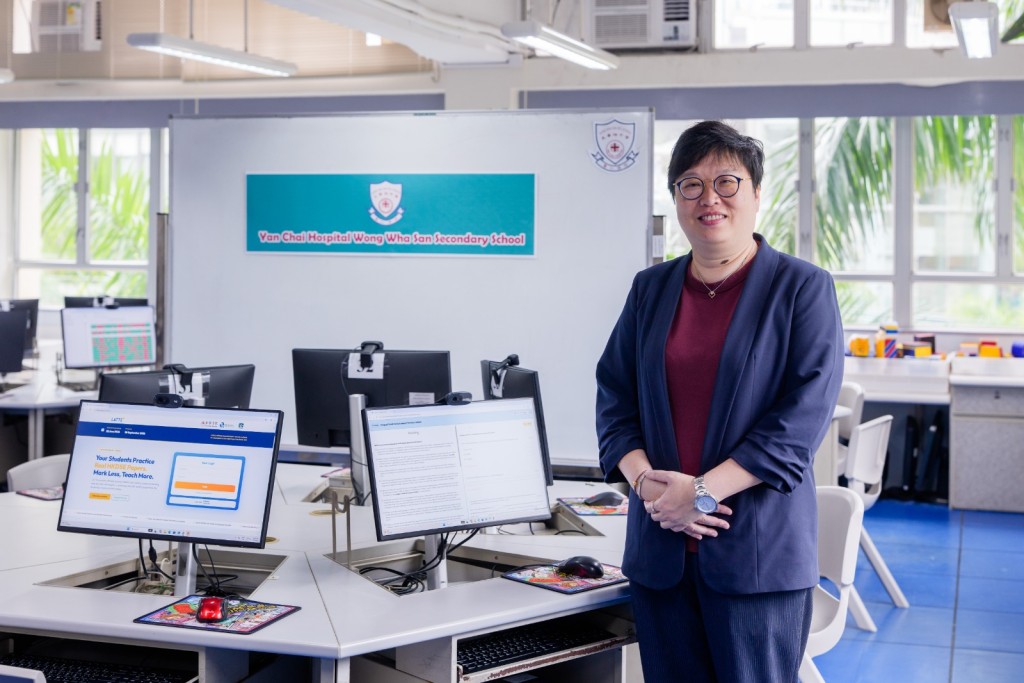 仁濟醫院王華湘中學校長文嘉燕表示LATTE平台令老師擁有更多時間投放在學生身上。 仁濟醫院王華湘中學校長文嘉燕表示LATTE平台令老師擁有更多時間投放在學生身上。