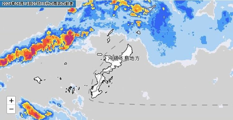 沖繩大雨警報發布圖。