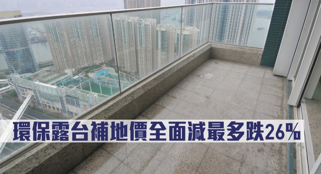 環保露台補地價全面調減最多跌26%。