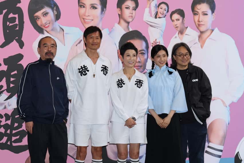 左起《頂頭鎚》導演胡恩威、黃德斌、衛駿輝、梁非同與監製陳善之。