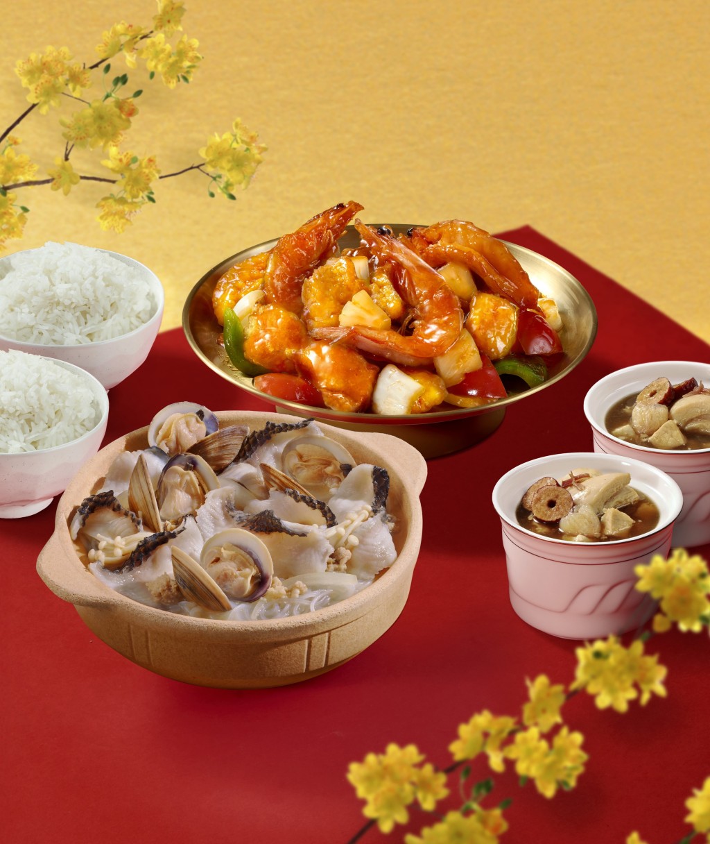 大快活晚市時段推出「富貴迎春二人餐」。