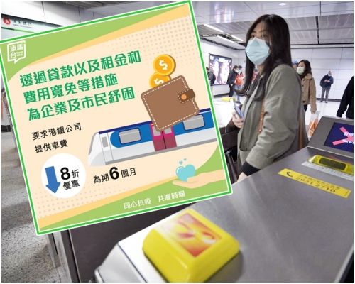 在新措施下,市民由7月起6個月内,乘搭港鐵8折優惠。小圖為fb「添馬台」圖片