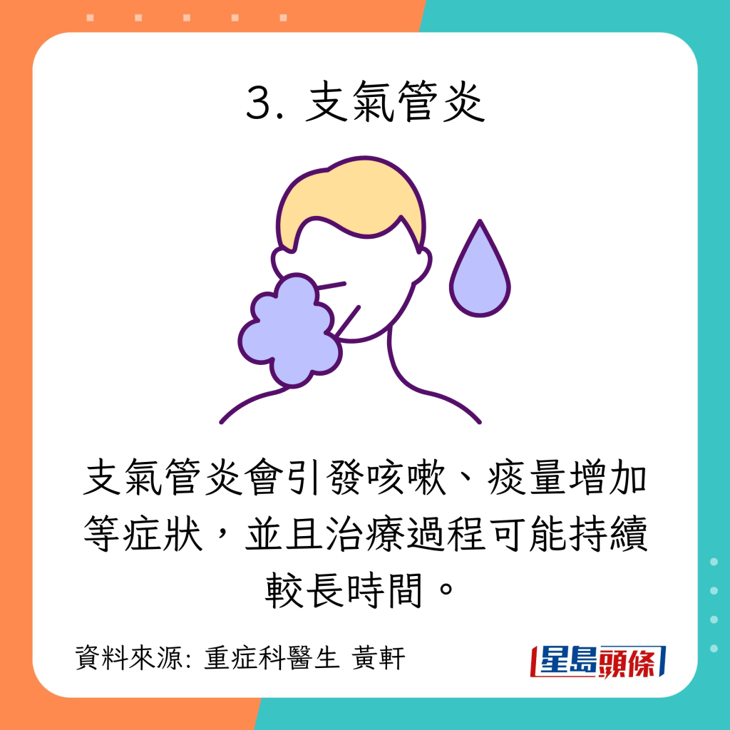 感冒后持续咳嗽的原因： 支气管炎