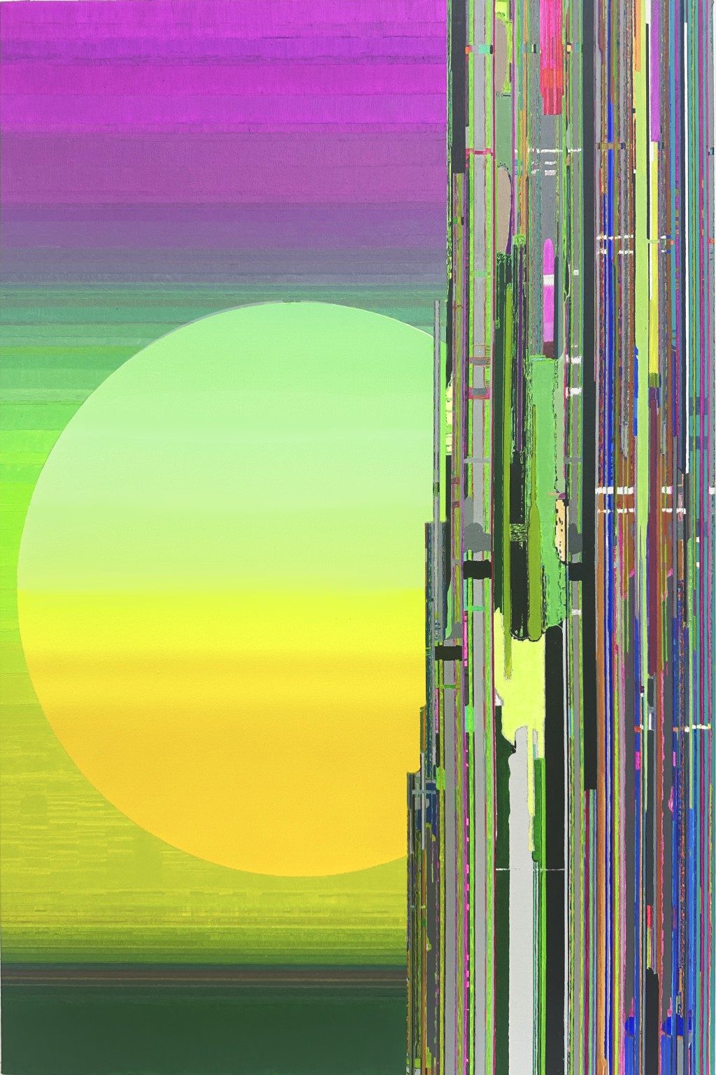 中國藝術家劉韡的油畫作品《Untitled》，以抽象手法描繪城市景觀。（2025年）